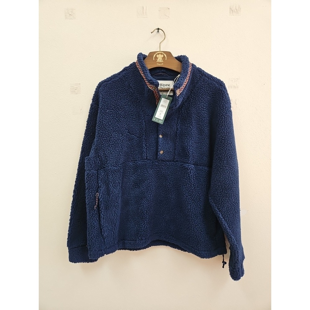 Sherpa Pullover  1/4 Snap Alpine Design Women Medium Vintage Blue Camping Hiking